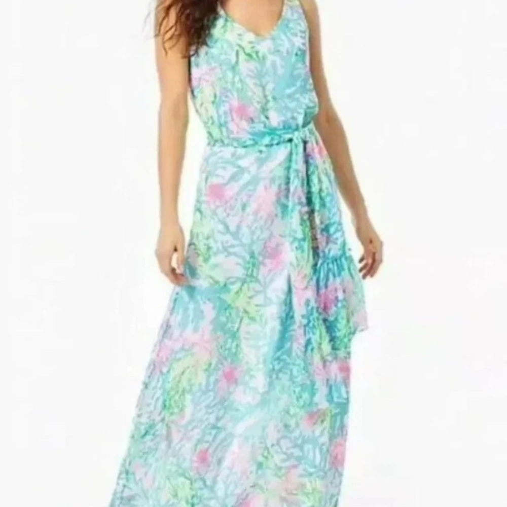 Lilly Pulitzer Lani Maxi Dress in Coral Bay Multi Metallic Sz small